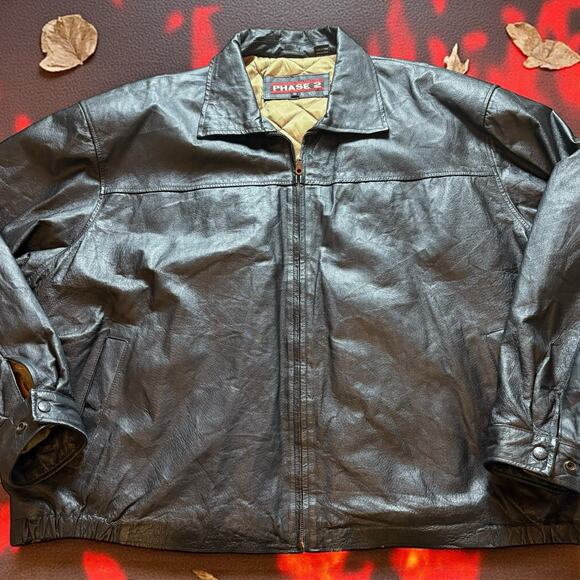 Vintage Phase 2 Men's 4XL Bomber Leather Jacket - Picture 1 of 8